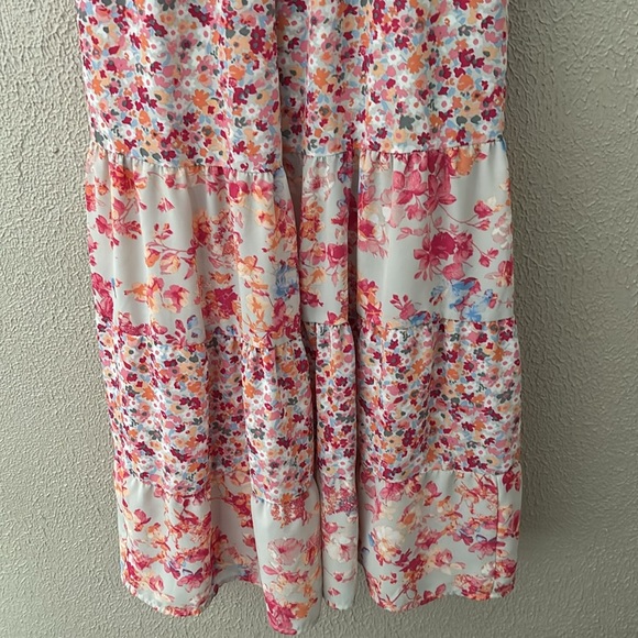 Women’s Elle Maxi Dress Floral Print Pink Blue Orange Spaghetti Straps, Large - Picture 3 of 8